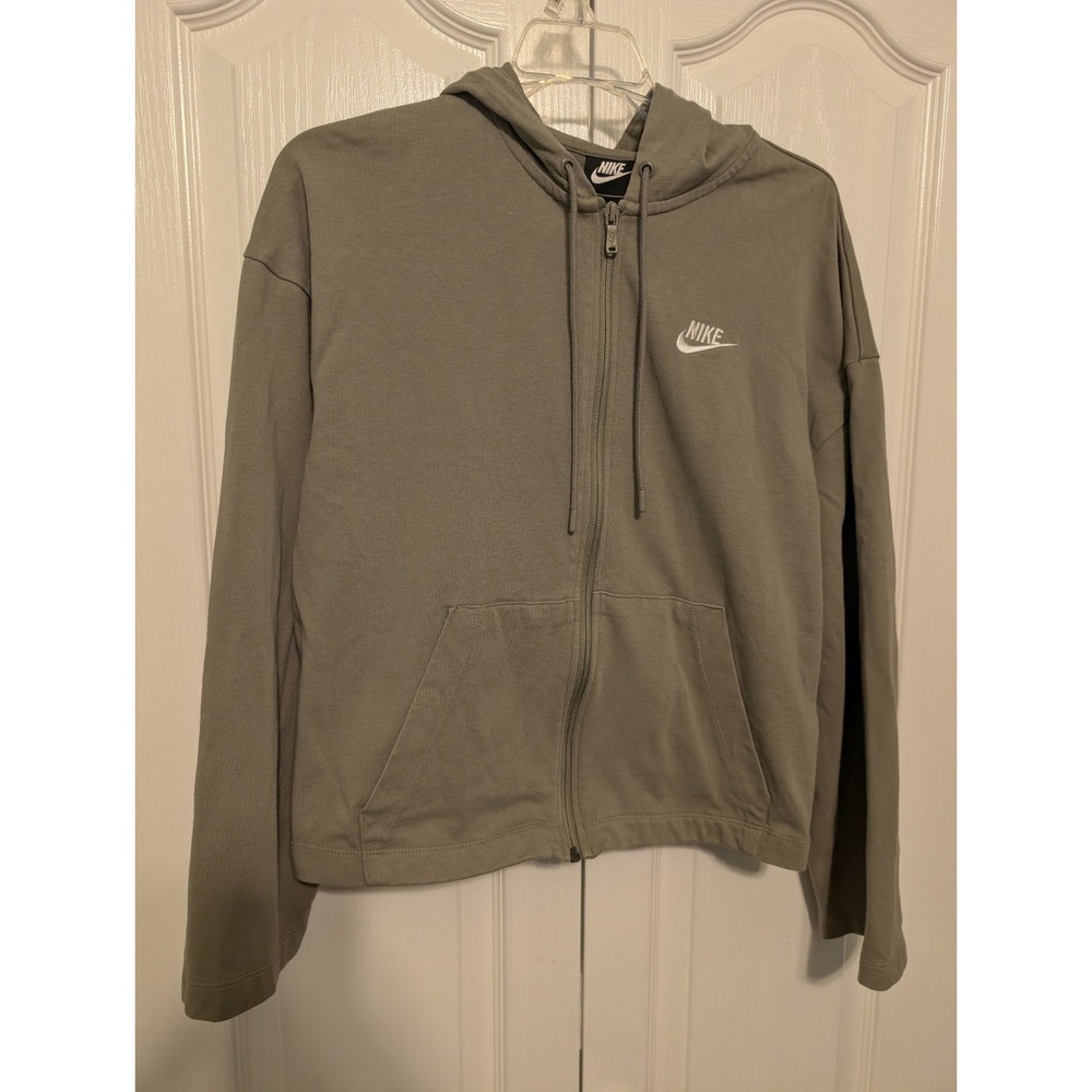 Nike Full Zip Hoodie Women Lightweight Everyday Jacket (Olive Green) - Medium